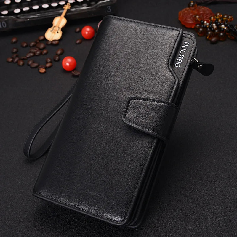 Men's Zipper Long Wallet PU Leather Business Purse
