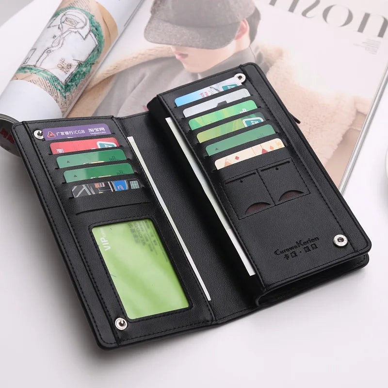Men's Leather Clutch Wallet Business Handy Bag Brown