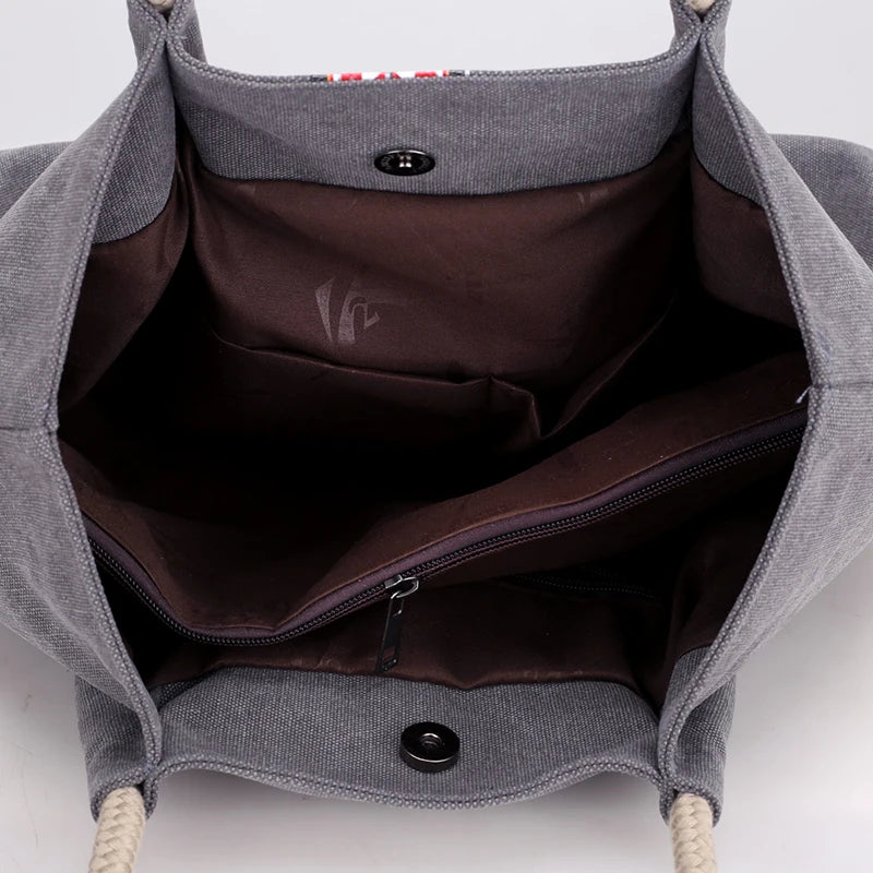 Canvas Handbag Vintage Female Shoulder Bags Large Capacity Ladies Casual Tote Ba