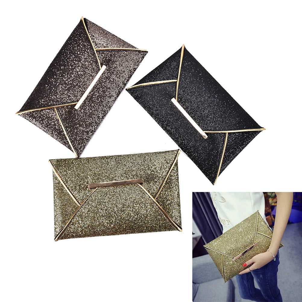 Glitter Envelope Clutch Wedding Bag for Evening Party