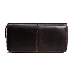 Men's Oil Wax Retro Leather Wallet Clutch Bag