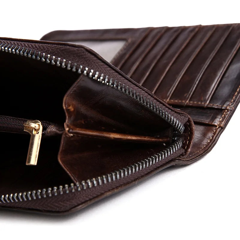 Men's Oil Wax Retro Leather Wallet Clutch Bag