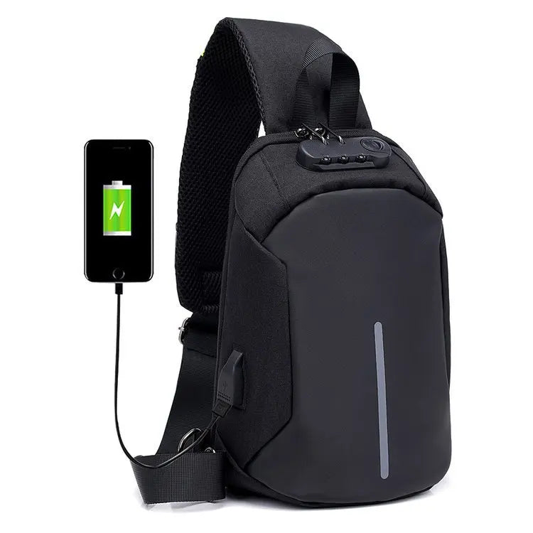 Men's Chest Bag USB Oxford Cloth Messenger Bag Casual Business