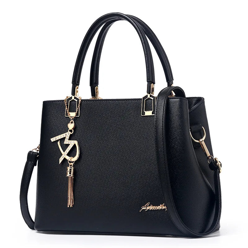 Women's PU Messenger Bag Shoulder Slung Joker Middle-Aged Ladies Handbag