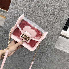 Transparent PVC Jelly Clutch Bag Small Tote Messenger Crossbody Shoulder Bag