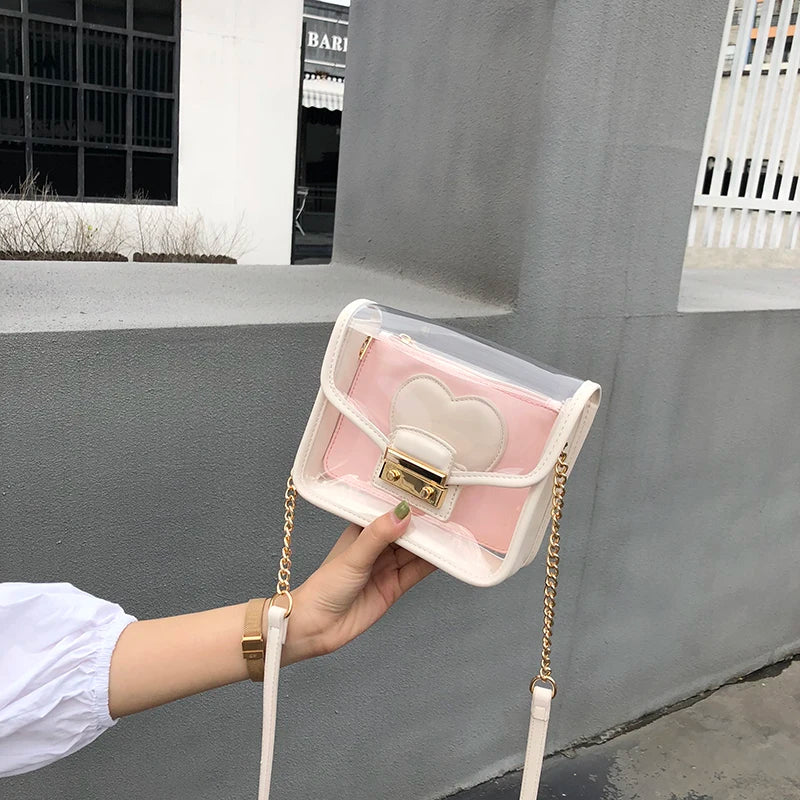 Transparent PVC Jelly Clutch Bag Small Tote Messenger Crossbody Shoulder Bag
