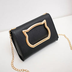 Cartoon Handbags Women Shoulder Mini Crossbody Bag Metal Cat Strap Female Clutch
