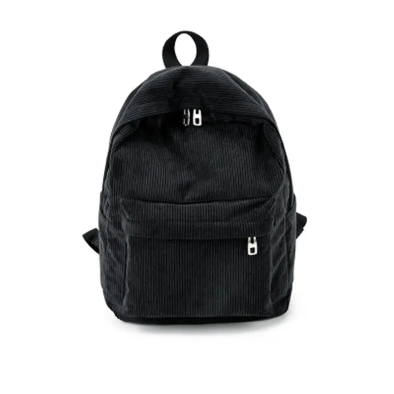 Velvet Corduroy Backpack Preppy Style School Travel Rucksack