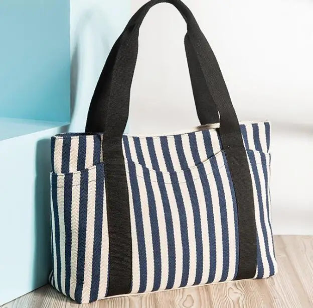 Striped Canvas Women's Shoulder Bag