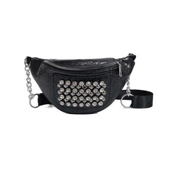 Women's Rhinestone PU Waist Bag Messenger Shoulder Chest
