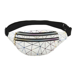 Pink Silver Holographic Waist Bag Female Belt Men