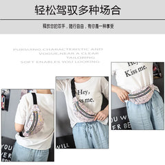 Pink Silver Holographic Waist Bag Female Belt Men