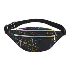 Pink Silver Holographic Waist Bag Female Belt Men