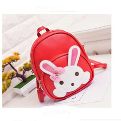 Girls Rabbit Printed PU Leather Mini Backpack Kindergarten Schoolbag