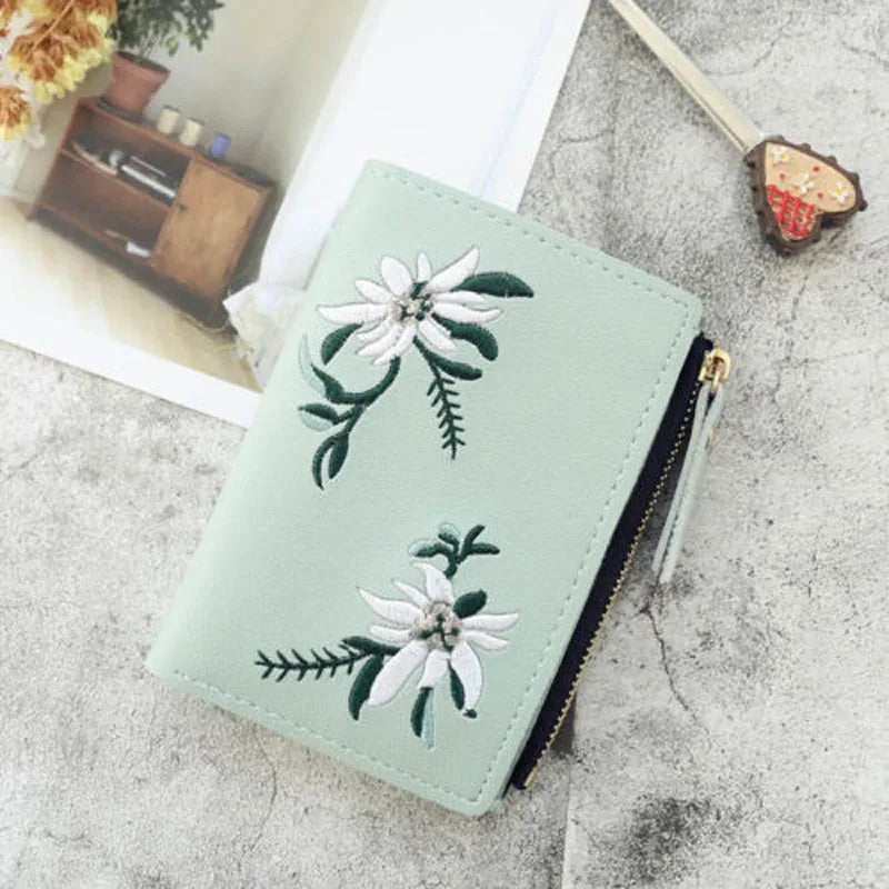 Women Wallet PU Leather Print Flower Cash Pocket Photo MiniClutch