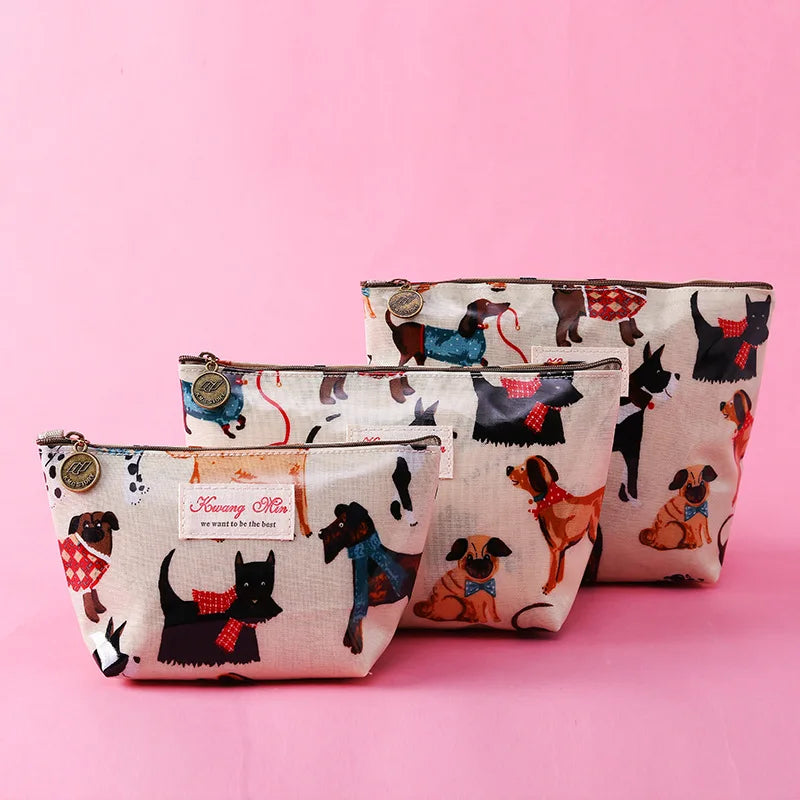 Dog & Cat Pattern Makeup Bag for Travel Ladies Waterproof