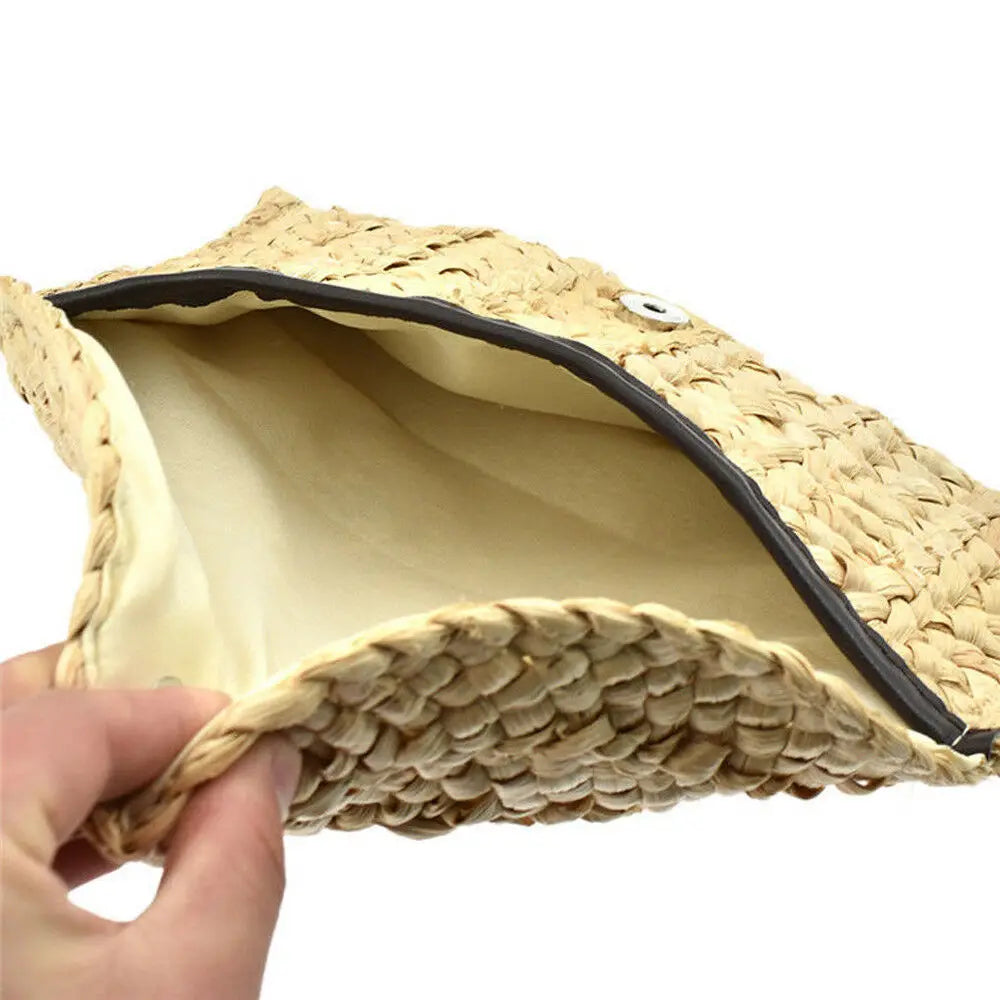 Bohemian Straw Knitted Handbag Clutch Beach Long Bag