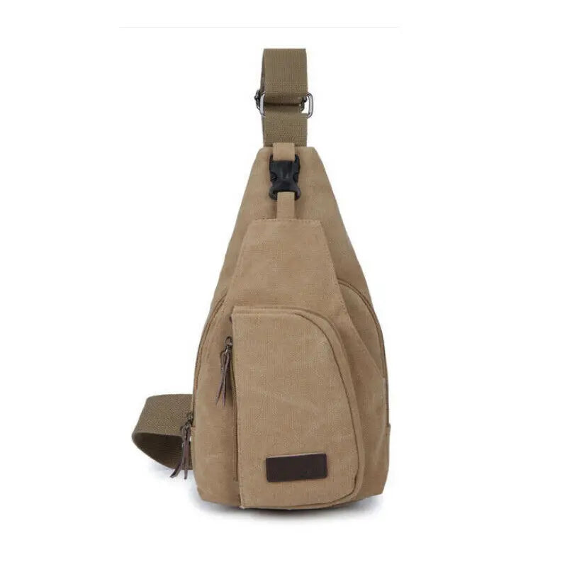 Men Canvas Vintage Leather Backpack Shoulder Bag Chest Sling Bag Handbags