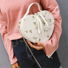 Heart-shaped Messenger Bag Chain Printing Lace Women