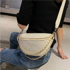 Women Chain Diamond Pattern Waist Bag Fanny Pack