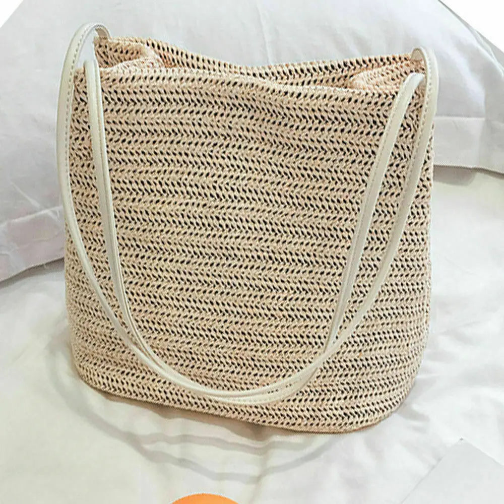 Women Straw Shoulder Bag Rattan Straw Crossbody Handbag