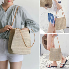 Women Straw Shoulder Bag Rattan Straw Crossbody Handbag