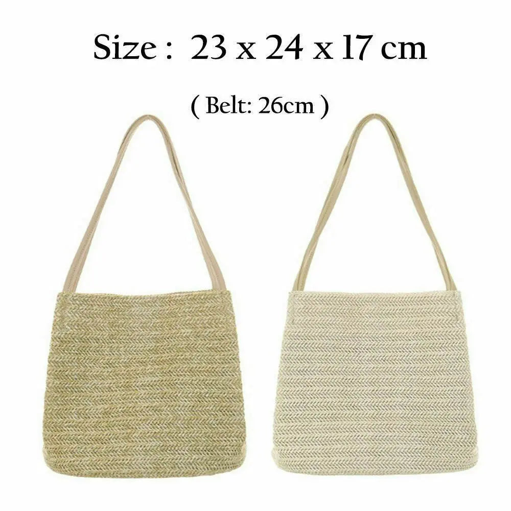 Women Straw Shoulder Bag Rattan Straw Crossbody Handbag