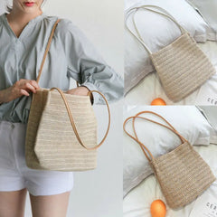 Women Straw Shoulder Bag Rattan Straw Crossbody Handbag