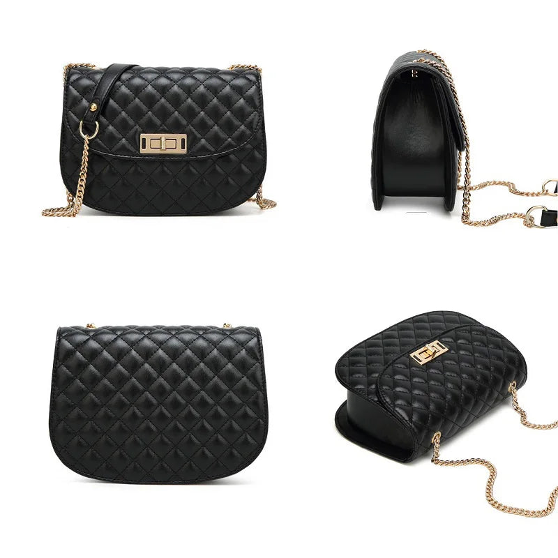 Plaid Women Messenger Bag Crossbody Chain Shoulder Handbag