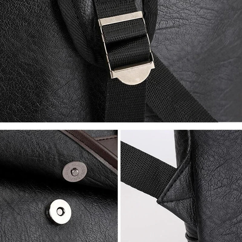 Vintage Men's Pu Leather Backpack for Laptop Business