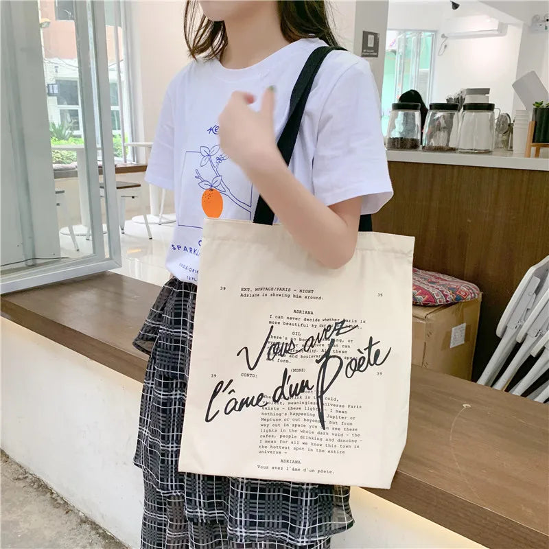 Canvas Eco Shopping Bag Zipper Foldable Handbag Tote