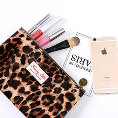 Leopard Cotton Zipper Makeup Bag for Women