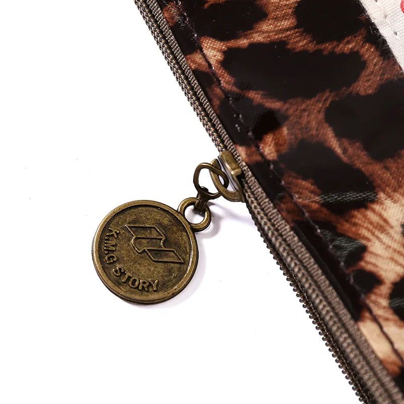 Leopard Cotton Zipper Makeup Bag for Women