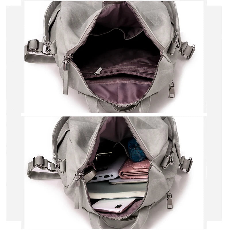 Women PU Leather Backpack High Rucksacks For Girl Solid Travel Bagpack