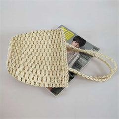 Japanese Women's Weaving Shoulder Bag for Travel Beach