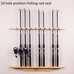 Solid Wood Fishing Rod Storage Rack Wall Mounted Display Holder