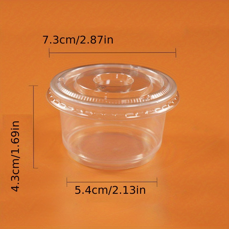 50pcs 2oz/4.5oz Clear Disposable Cups with Lids for Sauces, Condiments, Souffle