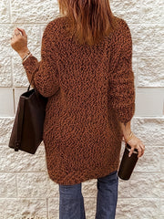  Solid Open Front Fuzzy Knit Cardigan