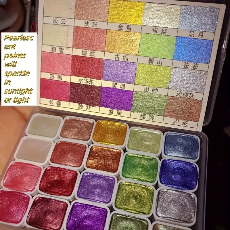 20 Colors Mini Watercolor Paint Set with Brush & Paper