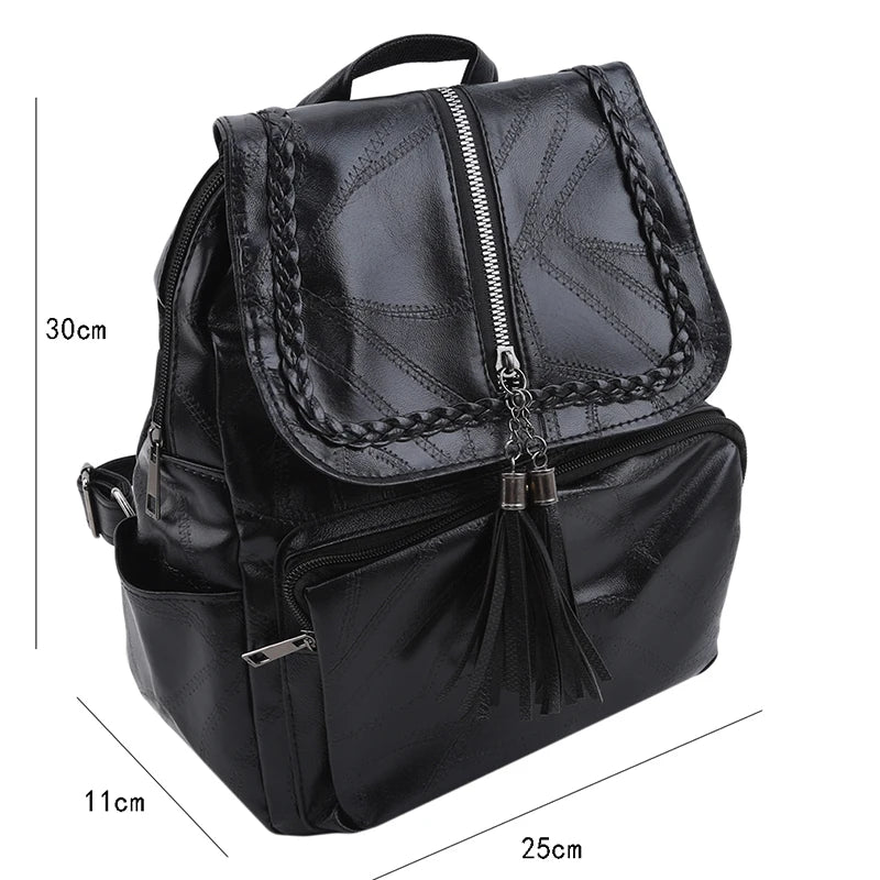 Minimalism Female Backpack Pu Leather Youth Women Bagpack
