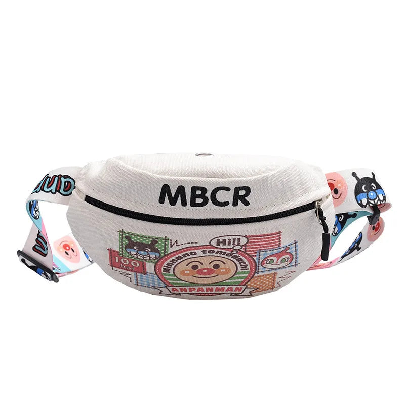 Cartoon Canvas Waist Bag Korea Waist Pack Case Shoulder Bag For Girl
