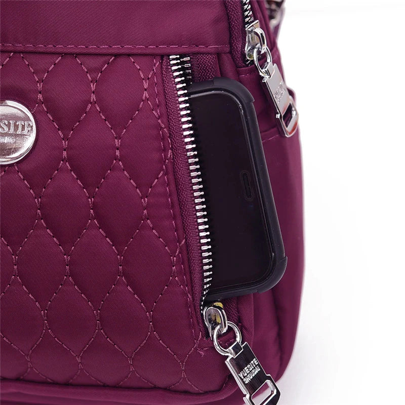 Waterproof Nylon Handle Travel Backpack Plaid Thread Mochila Feminina