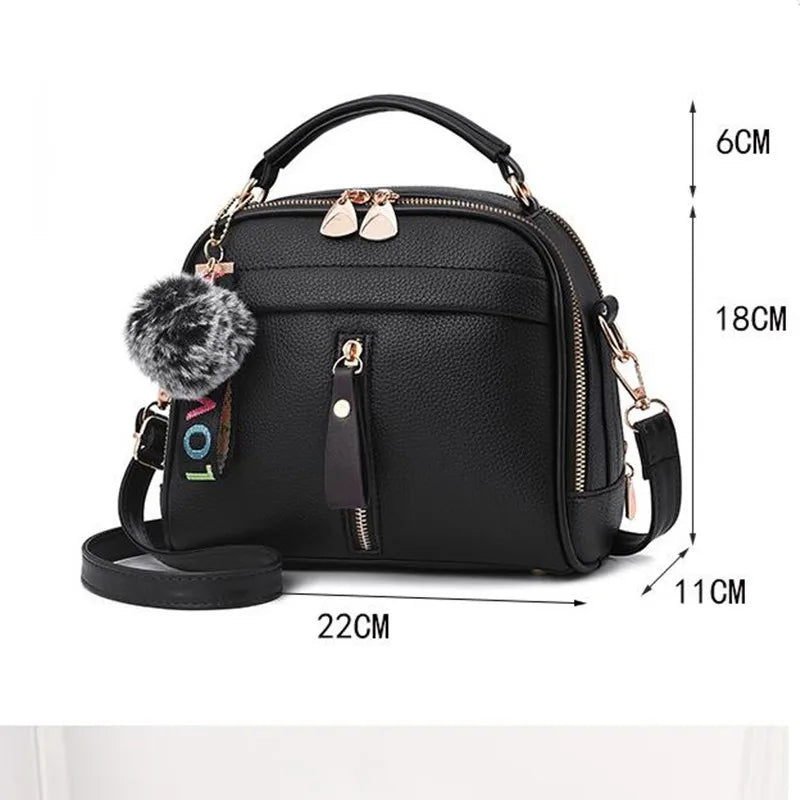 PU Leather Women Messenger Bag with Ball Toy