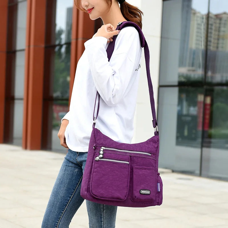 Women Shoulder Messenger Bag Nylon Lightweight Waterproof Zipper Travel Crossbod