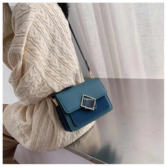 Leather Crossbody Bag with Wide Strap Lock Handbag