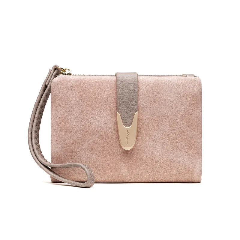 Women's Leather Wallet Engraved with Name Zipper Purse
