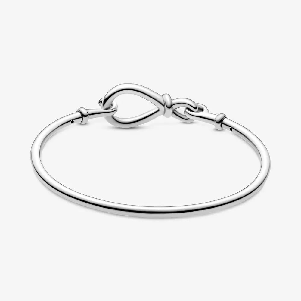 925 Silver Pan Charm Infinity Knot Chain Bracelet Bangle DIY Gift