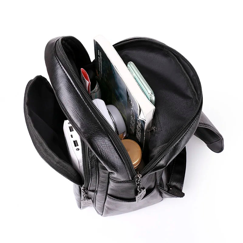 Studded Leather School Backpack for Teen Girls, Small Travel Shoulder Bag