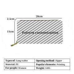 Personalized Picture Zipper Long Wallet Clutch Bag Photo Print DIY Women Wallet
