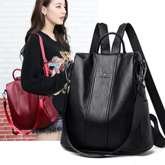 High Leather Backpacks for Teenagers Girls Large Capacity